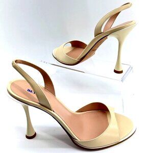 Betzabe Slingback Heeled Sandals Ivory White Leather Heels Women Size 39 US9